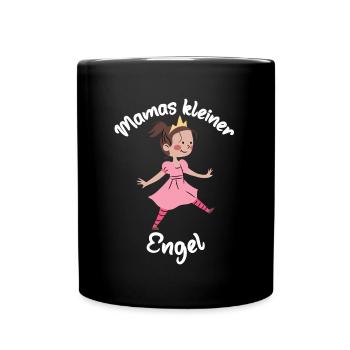 Mamas kleiner Engel Mädchen Engel Tochter Mama - Tasse einfarbig - Schwarz - Vorne