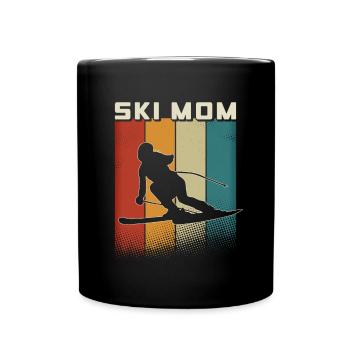Retro Ski Mom Ski Mama - Tasse einfarbig - Schwarz - Vorne