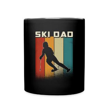 Retro Ski Dad Ski Papa - Tasse einfarbig - Schwarz - Vorne
