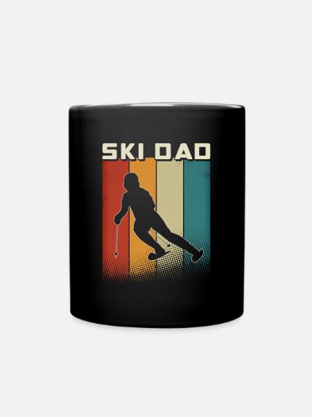 Retro Ski Dad Ski Papa - Full Colour Mug - black
