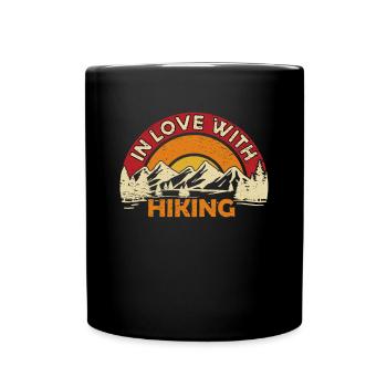 Wandern Wanderer In Love with Hiking Retro Wander - Tasse einfarbig - Schwarz - Vorne