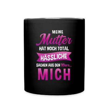 90er Jahre Mottoparty 1990er Neunziger Kostüm - Tasse einfarbig - Schwarz - Vorne