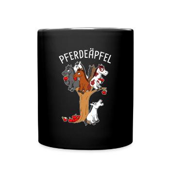 Reiterin Pferd Reitsport Pony Reiten Pferdeäpfel - Tasse einfarbig - Schwarz - Vorne