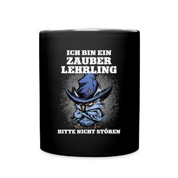Zauberlehrling Zaubern Halloween Eule Zauberer - Tasse einfarbig - Schwarz - Vorne