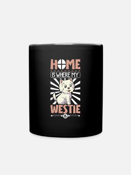 Dom jest tam, gdzie jest mój Westie - West Highland Terrier - Kubek jednokolorowy - czarny