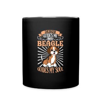 Jesus und mein Beagle - Tasse einfarbig - Schwarz - Vorne
