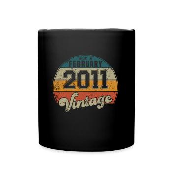 Vintage Geburtstag - Februar 2011 - Geschenkidee - Tasse einfarbig - Schwarz - Vorne