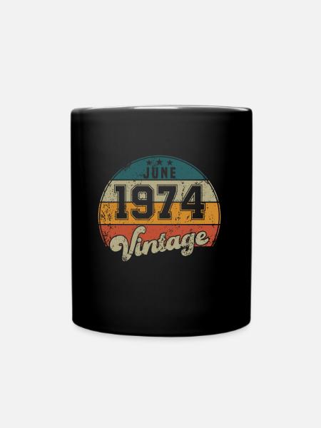 Anniversaire Vintage - Juin 1974 - Idée cadeau - Mug uni - noir