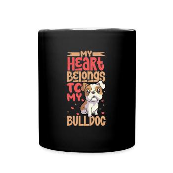 Dog Love - Bulldog - Full Colour Mug - black - Front