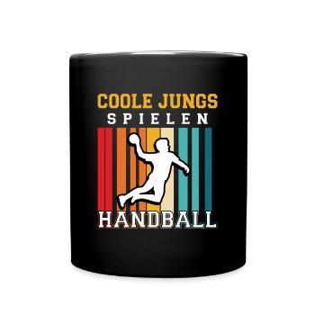 Hallen Sport Handballerin Handballverein Handball - Tasse einfarbig - Schwarz - Vorne