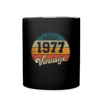 Vintage Geburtstag - August 1977 - Geschenkidee - Tasse einfarbig - Schwarz - Vorne