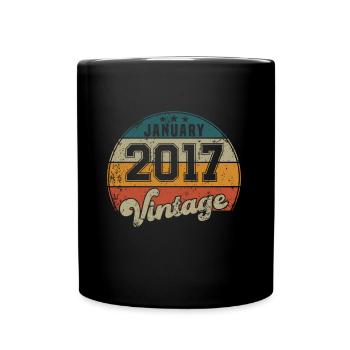 Vintage Geburtstag - Januar 2017 - Geschenkidee - Tasse einfarbig - Schwarz - Vorne