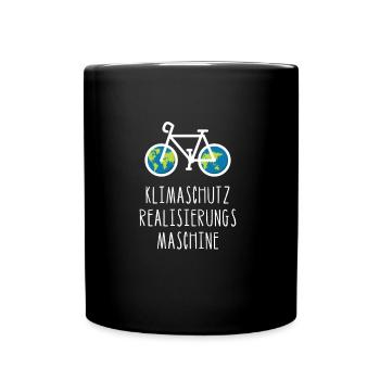 Klimaschutz Realisierungs Maschine Fahrrad Bike - Tasse einfarbig - Schwarz - Vorne