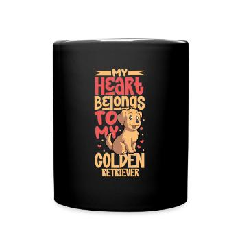 Dog Love - Golden Retriever - Full Colour Mug - black - Front