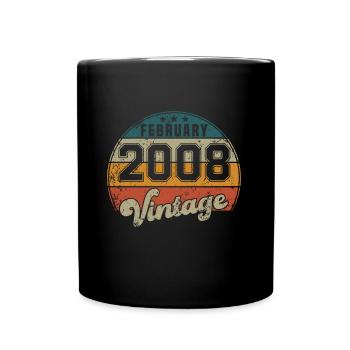 Anniversaire Vintage - Février 2008 - Idée cadeau - Mug uni - noir - Devant