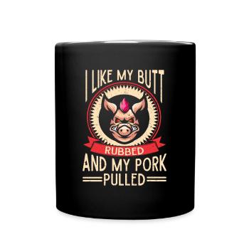 BBQ Pulled Pork Schwein Grill - Tasse einfarbig - Schwarz - Vorne