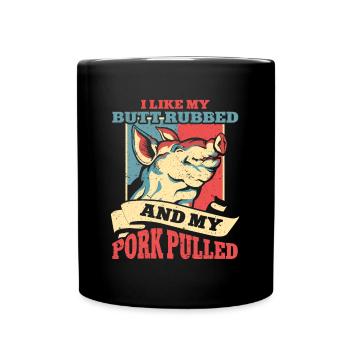 BBQ Pulled Pork Schwein Grill - Tasse einfarbig - Schwarz - Vorne