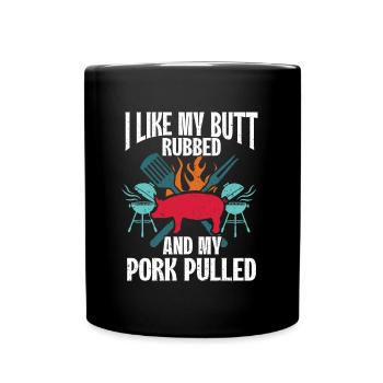 BBQ Pulled Pork Schwein Grill - Tasse einfarbig - Schwarz - Vorne