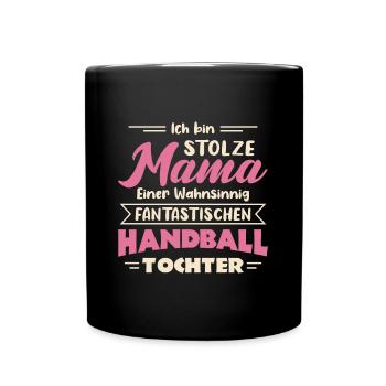 Hallen Sport Handballerin Handballverein Handball - Tasse einfarbig - Schwarz - Vorne