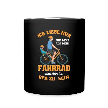 Fahrrad Opa Großvater Opi Enkelkind Enkel Opa - Tasse einfarbig - Schwarz - Vorne