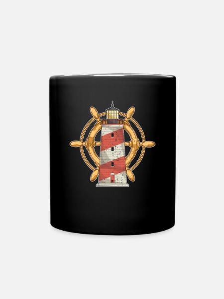 Schiff Steuerrad Ozean Meer Geschenk Leuchtturm - Tasse einfarbig - Schwarz
