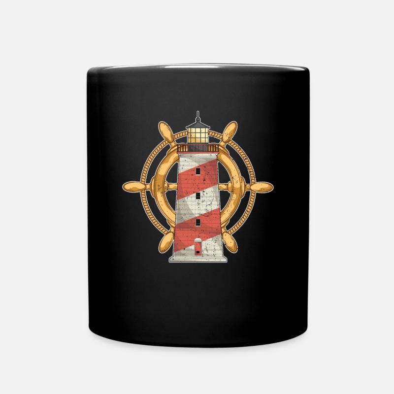 Schiff Steuerrad Ozean Meer Geschenk Leuchtturm - Tasse einfarbig - Schwarz