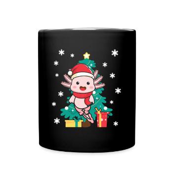 Axolotl Weihnachten Axolotls Schwanzlurch Amphibie - Tasse einfarbig - Schwarz - Vorne