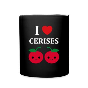 cerises - Mug uni - noir - Devant