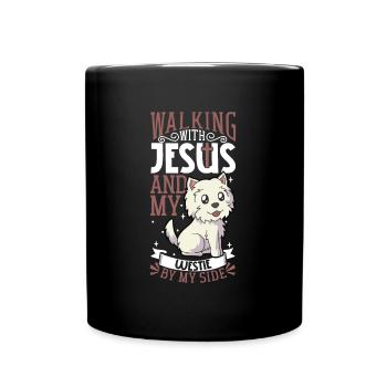 Jésus et chien - West Highland Terrier - Mug uni - noir - Devant
