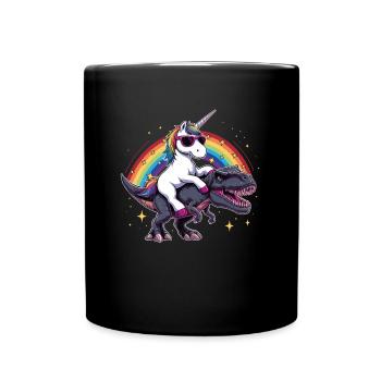 Unicorn Dinosaur T-Rex Gift for Girl Fun - Full Colour Mug - black - Front
