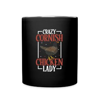 Crazy Cornish Chicken Lady - Indian fighter - Full Colour Mug - black - Front