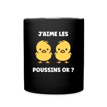 J'aime les poussins - Mug uni - noir - Devant