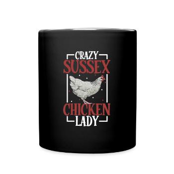 Crazy Sussex Chicken Lady - Sussex - Full Colour Mug - black - Front