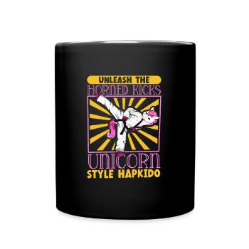 La licorne fait de l’Hapkido - Mug uni - noir - Devant