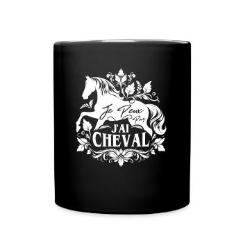 J'Peux Pas J'ai Cheval Humour Fille Équitation - Mug uni - noir - Devant