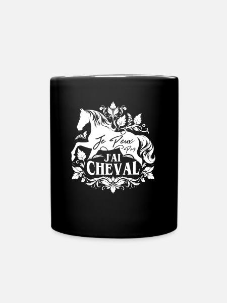 J'Peux Pas J'ai Cheval Humour Fille Équitation - Mug uni - noir