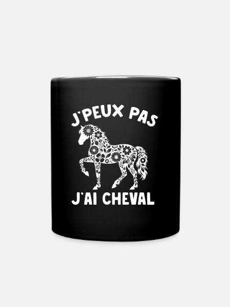J'Peux Pas J'ai Cheval Humour Fille Équitation - Mug uni - noir