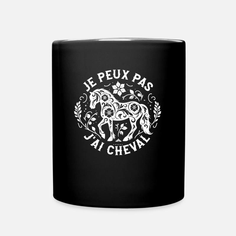 J'Peux Pas J'ai Cheval Humour Fille Équitation - Mug uni - noir