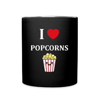 Ich liebe Popcorn - Tasse einfarbig - Schwarz - Vorne
