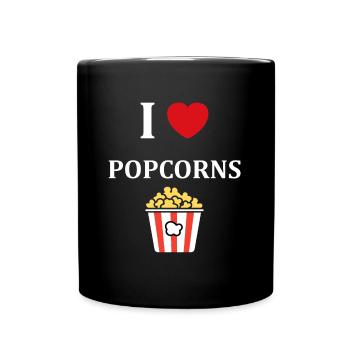 Ich liebe Popcorn - Tasse einfarbig - Schwarz - Vorne
