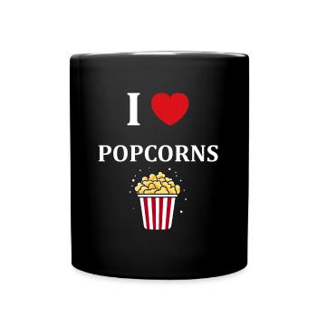 Ich liebe Popcorn - Tasse einfarbig - Schwarz - Vorne