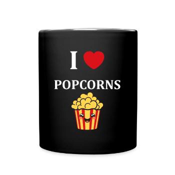 I Love Popcorn - Full Colour Mug - black - Front