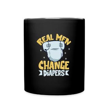 Les vrais hommes changent les couches - Mug uni - noir - Devant