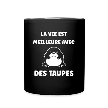 Humour mignonne petite taupe - Mug uni - noir - Devant