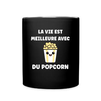Humour pot de popcorn - Mug uni - noir - Devant