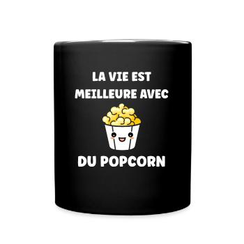 Humour pot de popcorn - Mug uni - noir - Devant