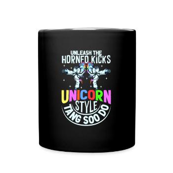 Einhorn - Gehörnte Kicks - Tang Soo Do - Tasse einfarbig - Schwarz - Vorne