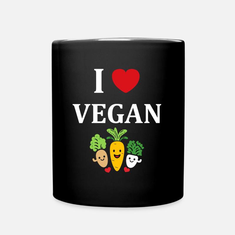 Humorvolles kleines veganes Gemüse - Tasse einfarbig - Schwarz