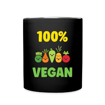 Humour petit légumes vegan - Mug uni - noir - Devant