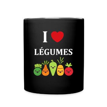 Humour petit légumes vegan - Mug uni - noir - Devant